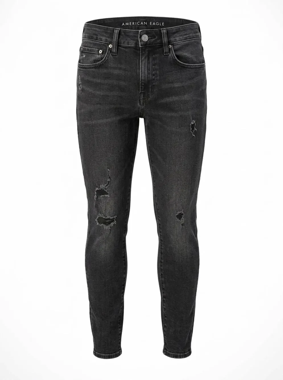 American Eagle Faded Black Distressed Skinny Flex Jeans Men See Measurement